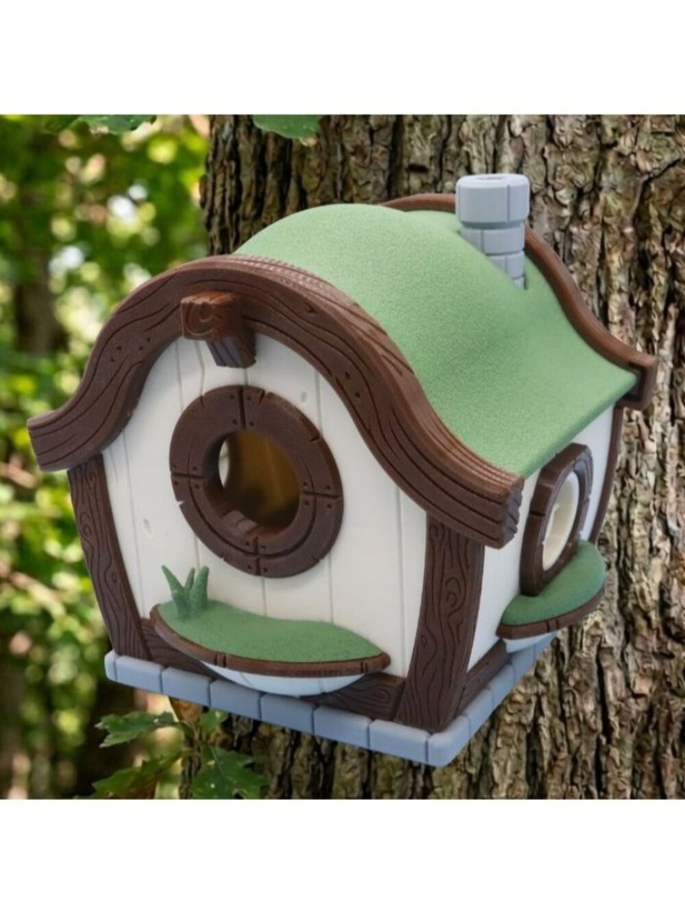 Hobbit House Birdhouse w/ Mounting Bracket Brown & Green Garden Decor